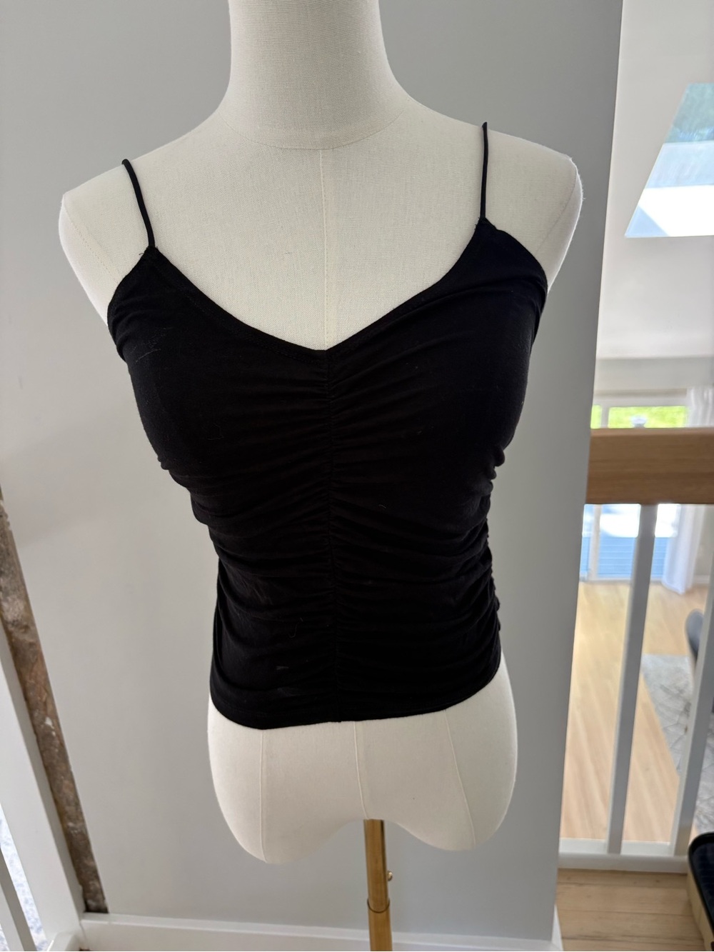 Forever 21 Black Ruched Spaghetti Strap Camisole